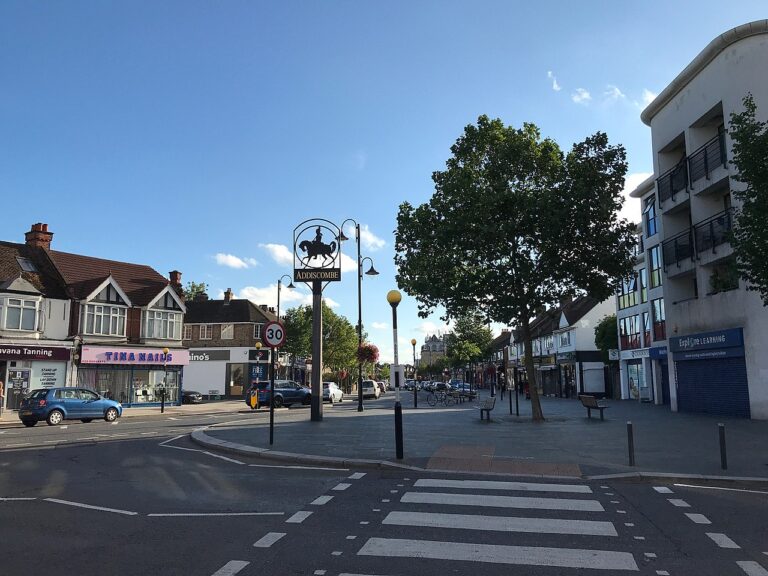 Addiscombe sign and shops
