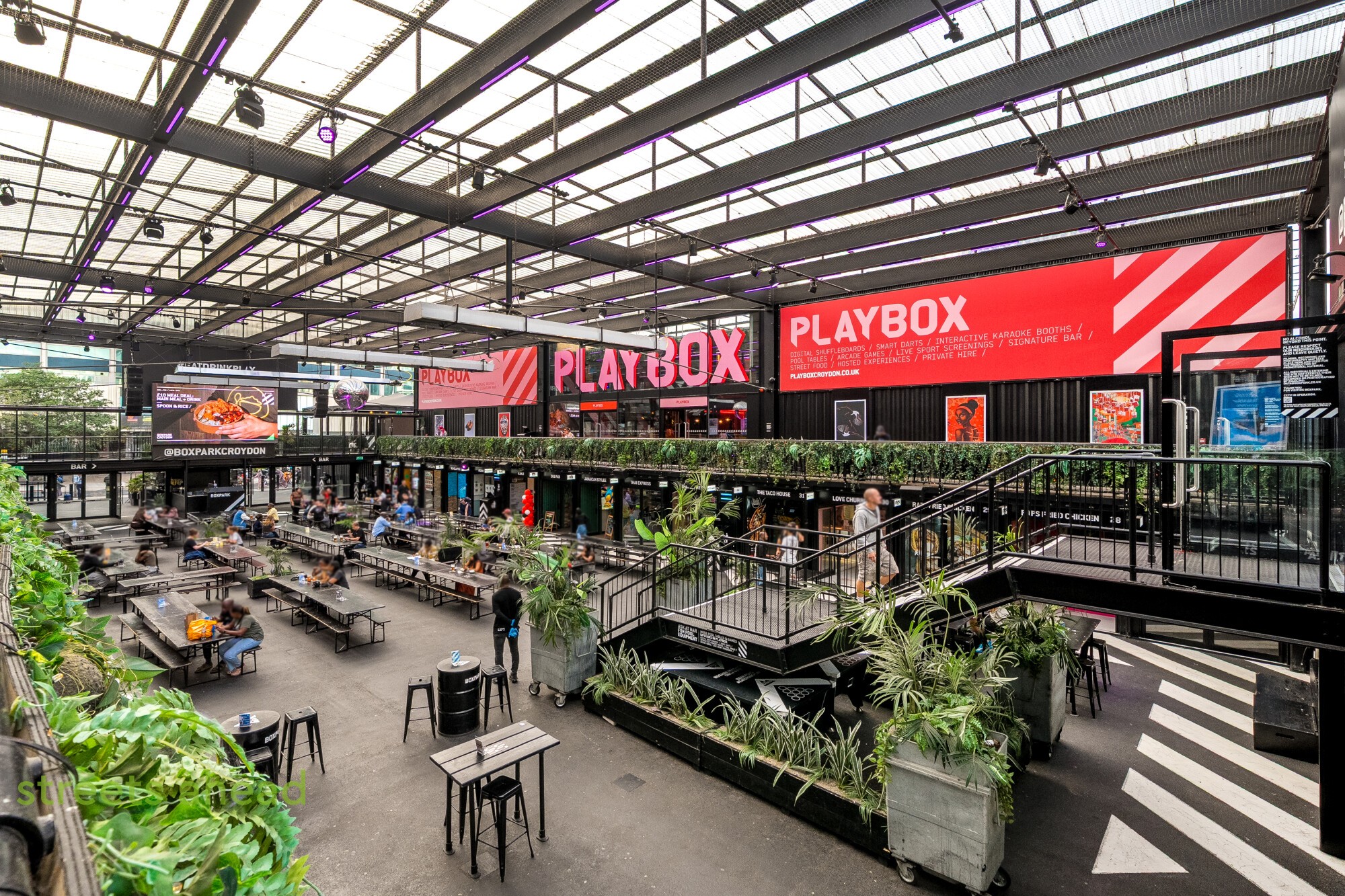 Inside Boxpark Croydon Food, drink and leisure venues inside Boxpark Croydon