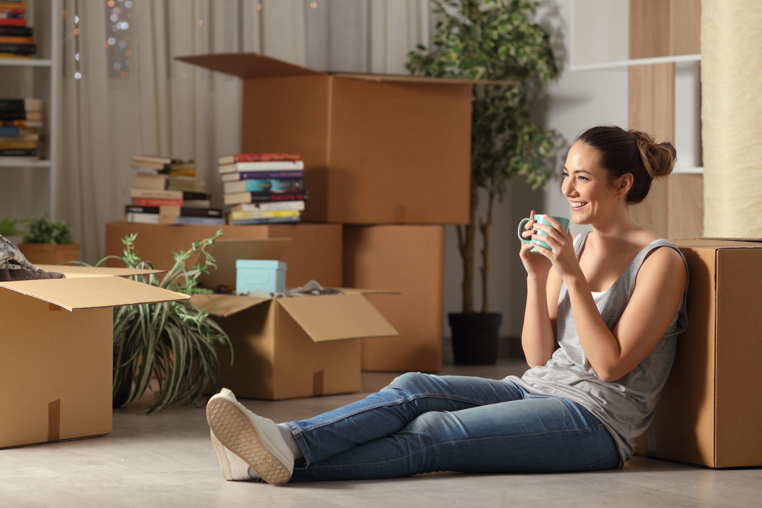 Happy,Tenant,Resting,Drinking,Coffee,Moving,Home,Sitting,On,The tenant guide